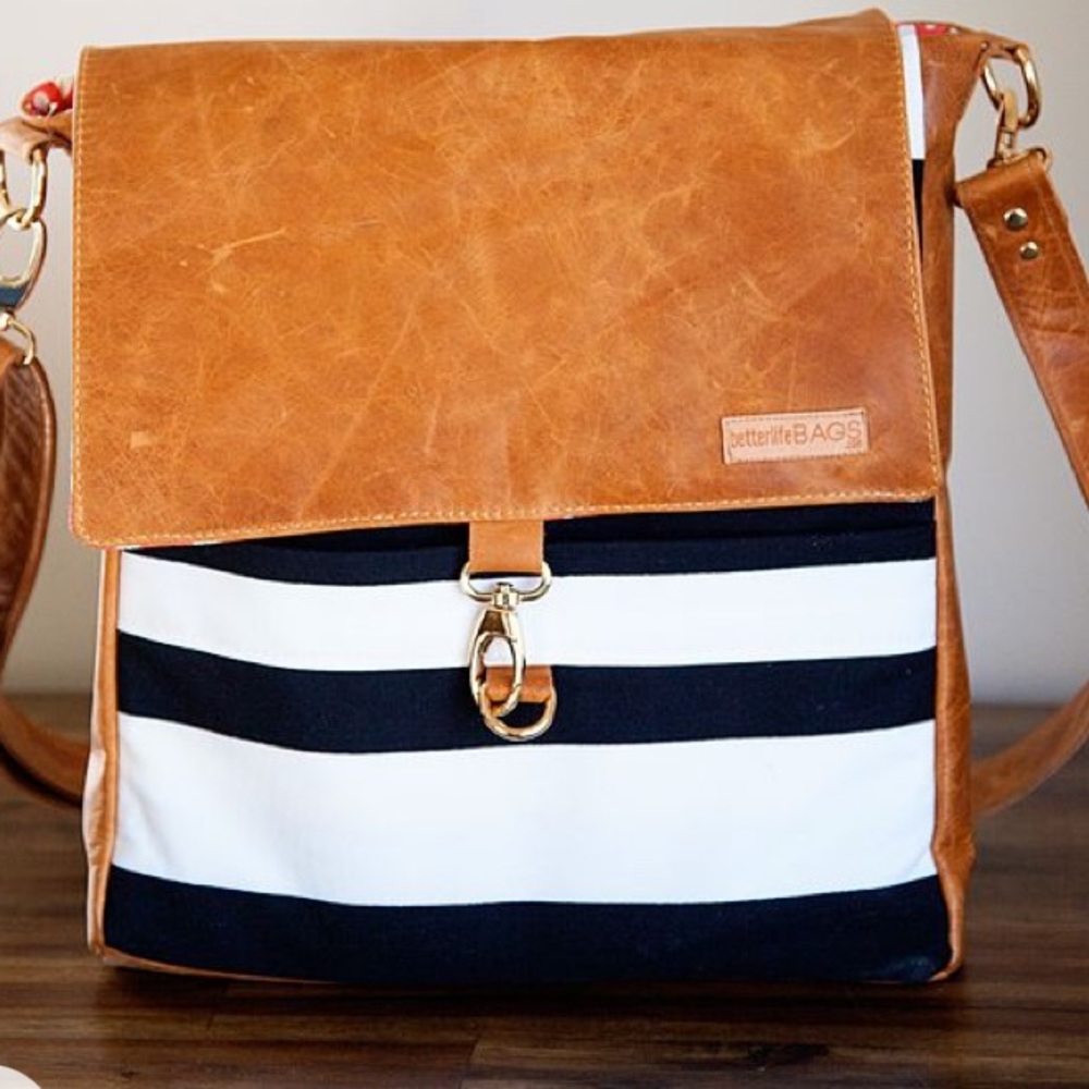Better life bags leather striped crossbody